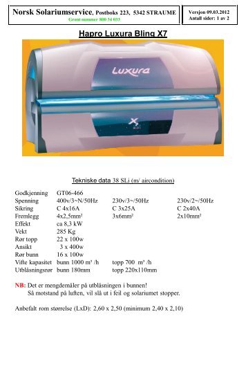 Hapro Luxura Bling X7 - Norsk Solariumservice