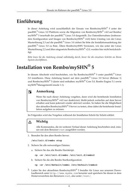 Installation von Rembo/mySHN Â® 5 - SBE network solutions GmbH