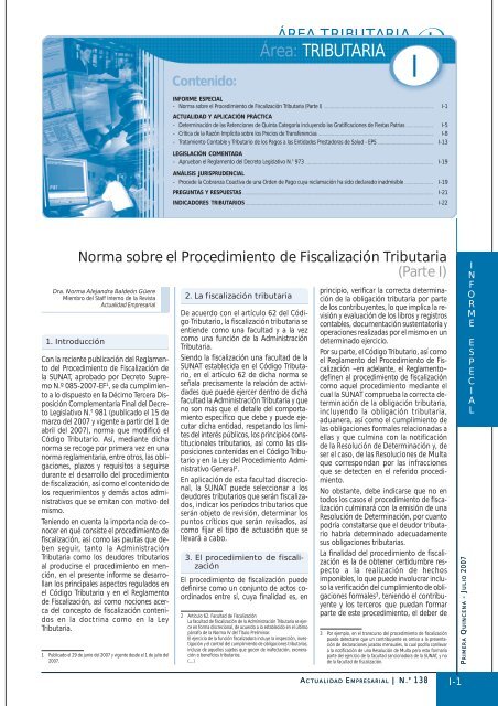 Ãrea: TRIBUTARIA - Revista Actualidad Empresarial