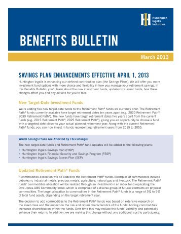 New Target Date Investment Funds Bulletin ... - Benefits Connect