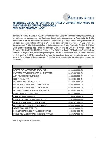 Resultado Assembleias - 2013 - Western Asset