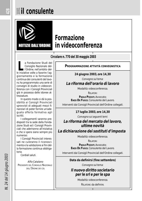 N. 24 del 14 giugno 2003 430 il consulente 1081 - Ancl