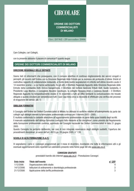 Circolare Ordine Dei Dottori Commercialisti E Degli