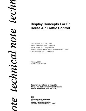 Display Concepts for En Route Air Traffic Control - FAA