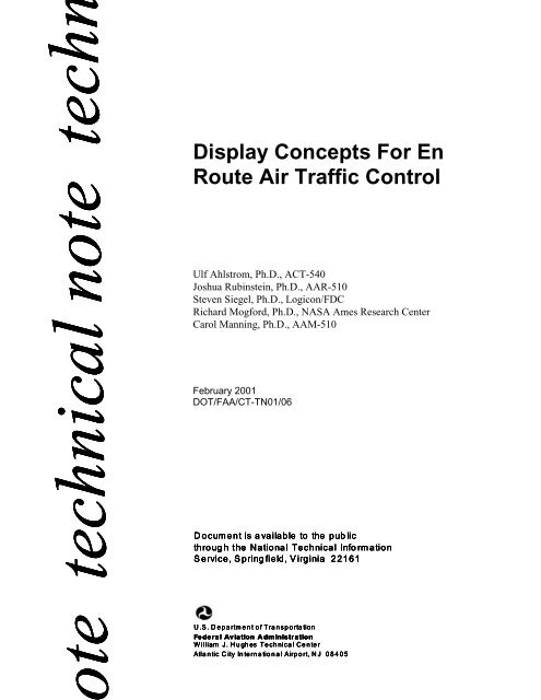 Display Concepts for En Route Air Traffic Control - FAA