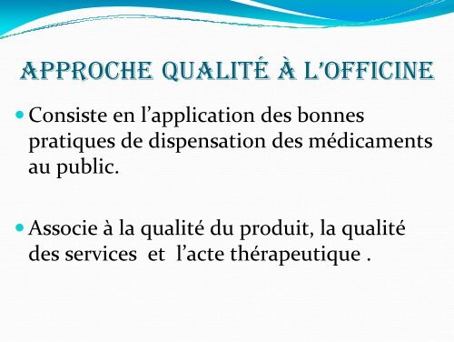 approche de la qualite dans le circuit pharmaceutique ... - ReMeD