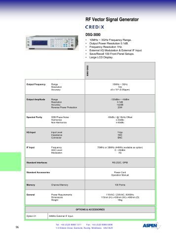 RF Vector Signal Generator - Aspen Electronics