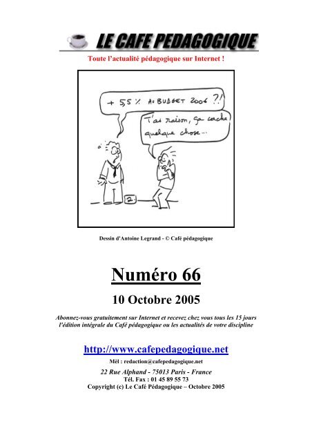 NumÃ©ro 66 - CafÃ© pÃ©dagogique