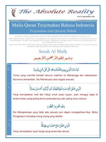 Mulia Quran Terjemahan Bahasa Indonesia Surah Al Mulk