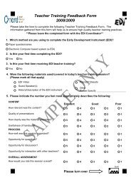 Teacher Training Feedback Form 2008/2009