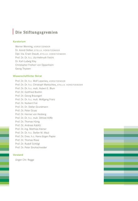 Jahresbericht 2012 - Fritz Thyssen Stiftung