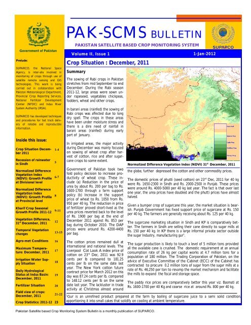 Pakistan satellite crop monitoring bulletin - Agricultural Market ...