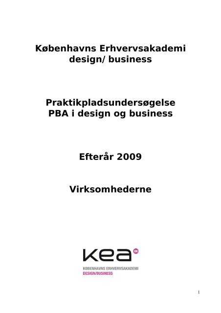 KÃ¸benhavns Erhvervsakademi design/business ... - KEA