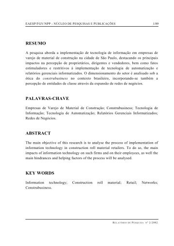 resumo palavras-chave abstract key words - GVpesquisa