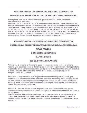 PÃ¡gina. 1 REGLAMENTO DE LA LEY GENERAL DEL ... - Conanp