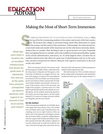 Making the Most of Short-Term Immersion - NAFSA