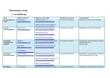 Masterprogram i energi 1. CO 2-hÃ¥ndtering: