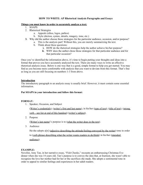 Rhetorical Analysis Chart