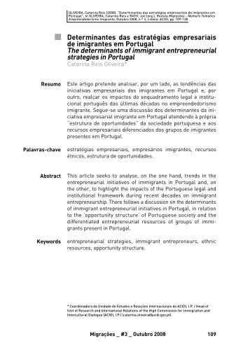 Determinantes das estratÃ©gias empresariais de imigrantes em ...