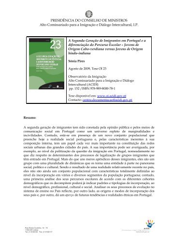 Resumo Tese 23 - ObservatÃ³rio da ImigraÃ§Ã£o - Acidi