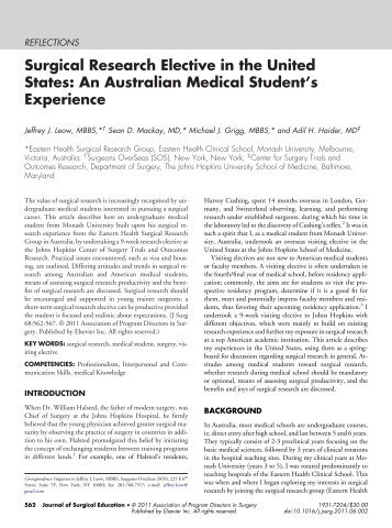 Surgical Research Elective in the United States: An ... - MedDium