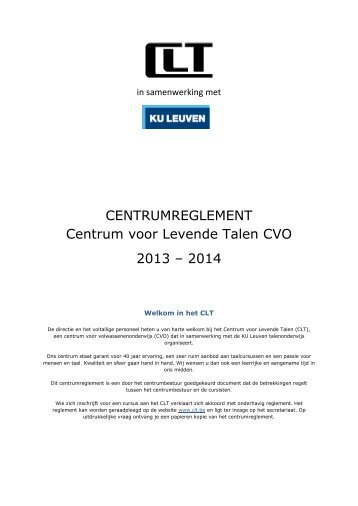 CENTRUMREGLEMENT CVO Centrum voor Levende Talen 2011 ...