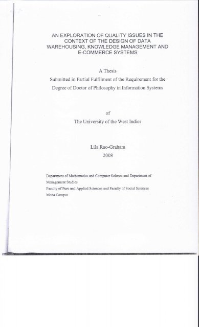 A Thesis Submitted in Partial Fulfilment of the ... - Uwi.edu