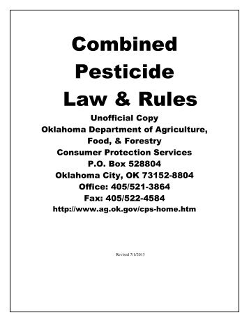 Combined Pesticide Law & Rules - Oklahoma Department of ...