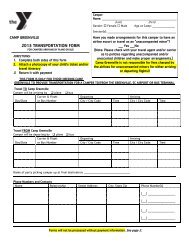 transportation form - YMCA Camp Greenville