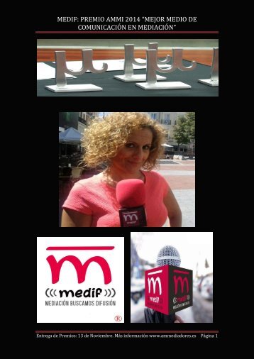 MEDIF: PREMIO AMMI 2014 “MEJOR MEDIO DE COMUNICACIÓN EN MEDIACIÓN”