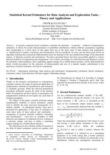 Statistical Kernel Estimators for Data Analysis and ... - ResearchGate