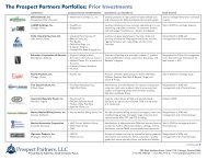 The Prospect Partners Portfolios: Prior Investments