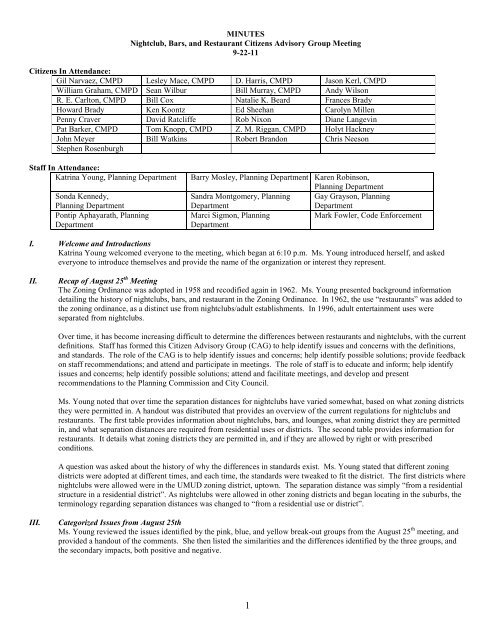 MINUTES Nightclub, Bars, and Restaurant Citizens Advisory Group ...
