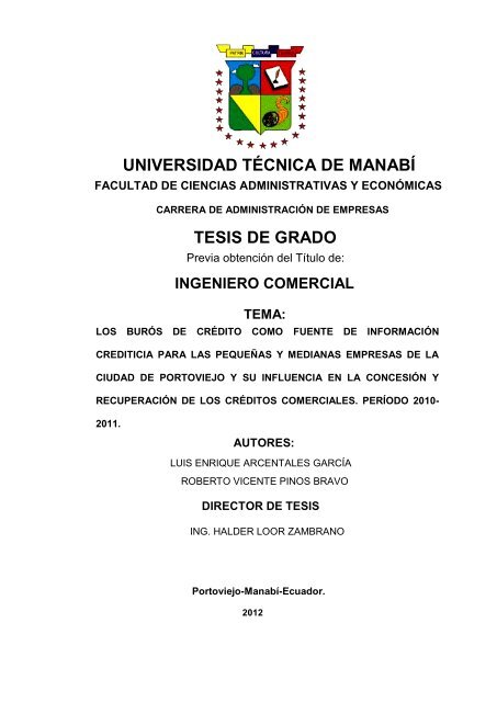 tesis de grado - Repositorio UTM - Universidad TÃ©cnica de ManabÃ­