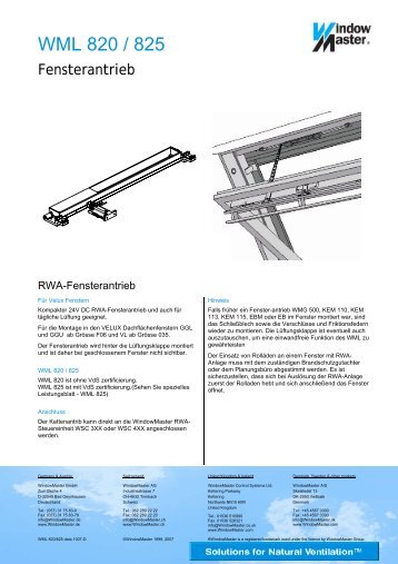 WML 820 / 825 - WindowMaster