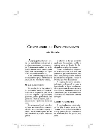 Cristianismo de Entretenimento (PDF) - Monergismo