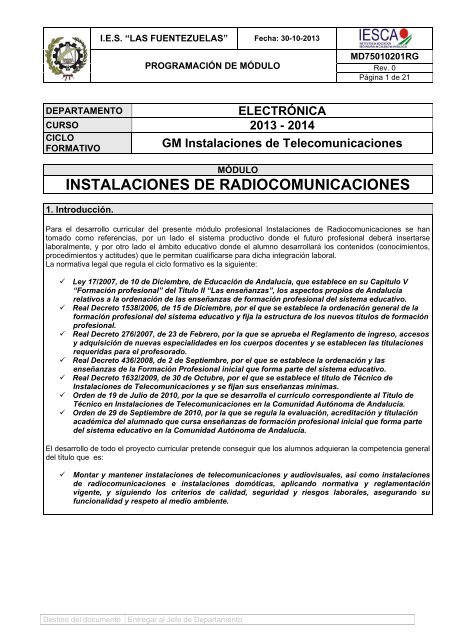 instalaciones de radiocomunicaciones - IES Las Fuentezuelas