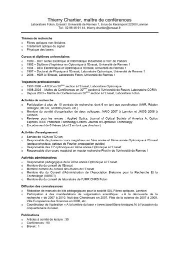 CV court - Pages personnelles professionnelles - UniversitÃ© de ...