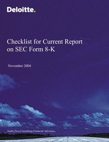 Current report on SEC Form 8-K checklist - Center for Corporate ...