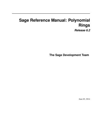 Sage Reference Manual: Polynomial Rings