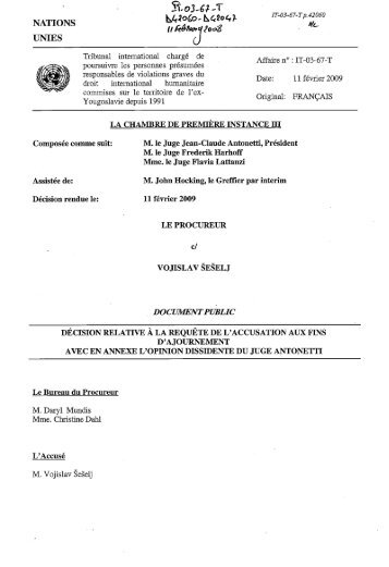 Décision relative à la requête de l'accusation aux fins d ... - ICTY