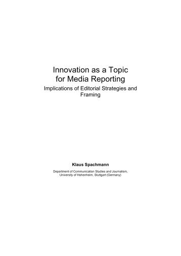 Innovation as a Topic for Media Reporting: Implications of Editorial ...