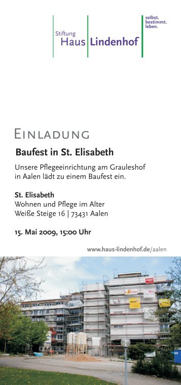 Einladung - Baufest St. Elisabeth - Stiftung Haus Lindenhof