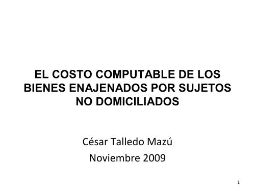 EL COSTO COMPUTABLE DE LOS BIENES ... - Ipdt.org