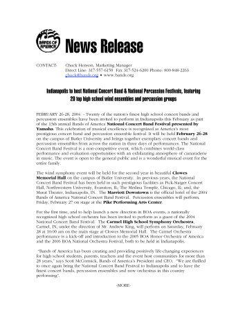 2004 National Concert Band Festival Press Release - Music for All