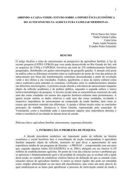 1 ABRINDO A CAIXA-VERDE: ESTUDO SOBRE A ... - SOBER