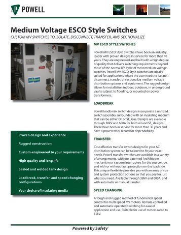 Medium Voltage ESCO Style Switches - Powell Industries, Inc.