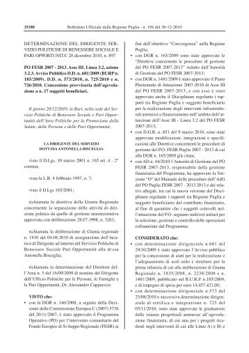 PO FESR 2007-2013 - ASSE III - Regione Puglia
