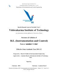 Instrumentation and Control - Vishwakarma Institute of Technology