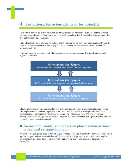 Plan stratégique 2011-2015 - CSSS Argenteuil